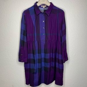 Burberry Brit Purple Cotton Dress 3/4 Sleeve